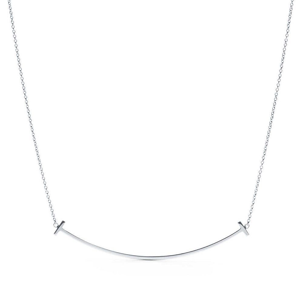 Tiffany & Co. sterling silver LARGE t smile necklace.